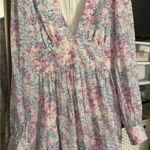 Lulu's Pastel Floral Long Sleeve Dress